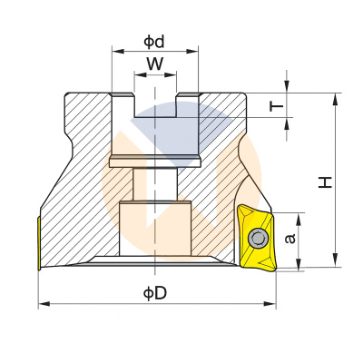 Прямоугольная торцовая фреза R390-17-63-22-4T с буртиком